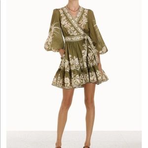 Zimmermann Olive Green Cotton Wrap Dress